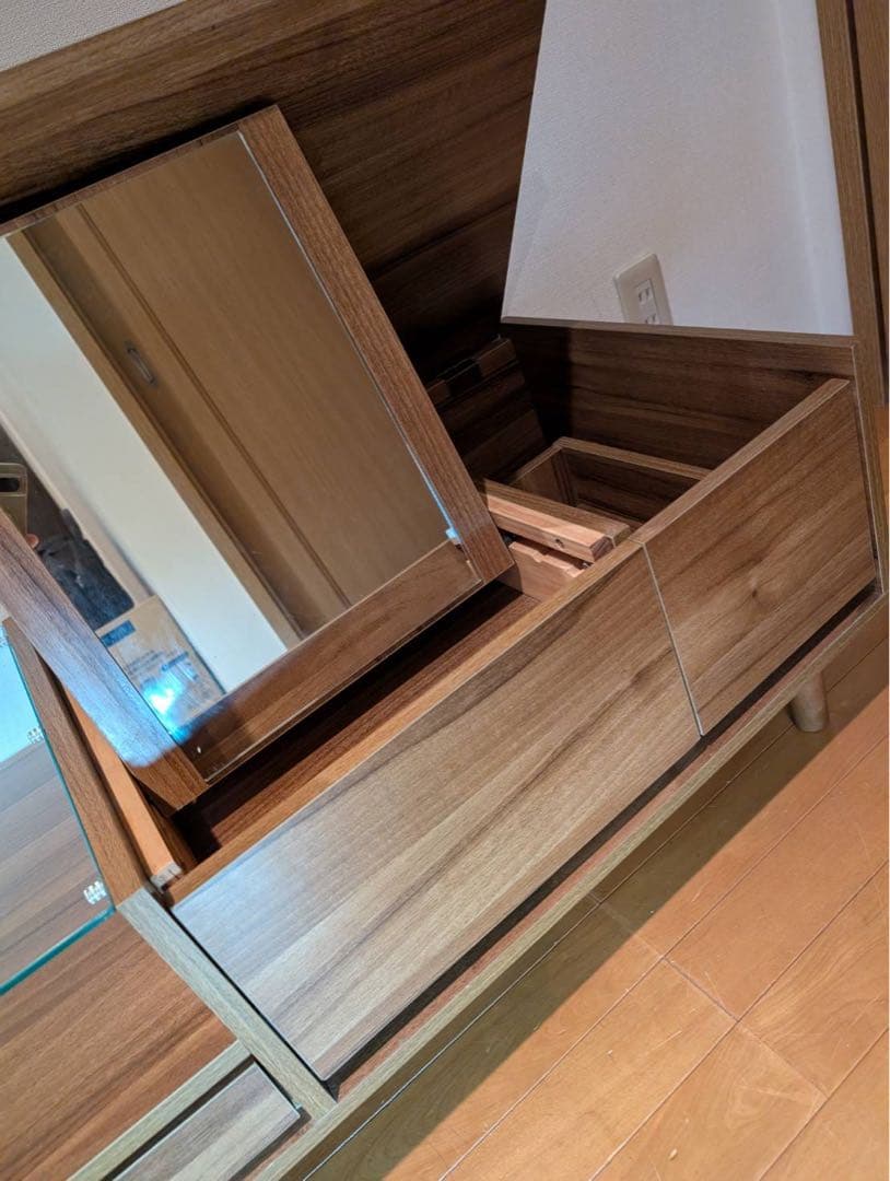 ■送料込■LOWYA ドレッサー ローテーブル コスメ台 鏡化粧センターテーブル