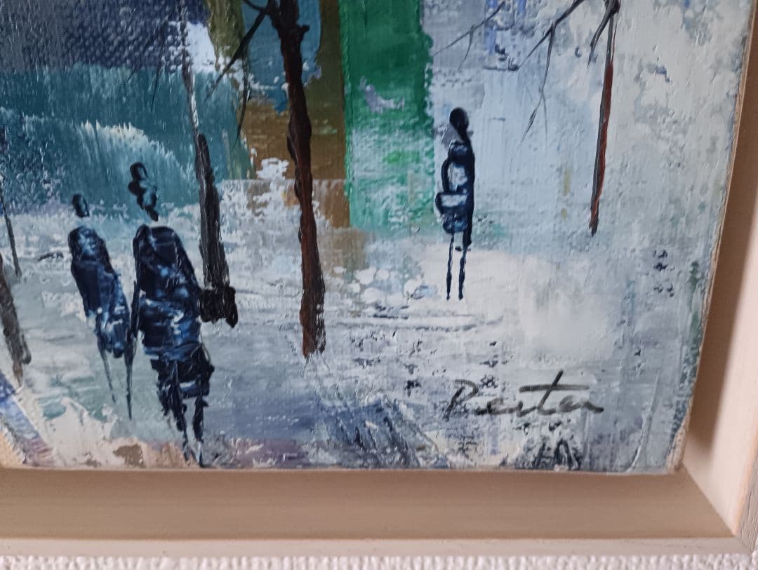 風景画 青と緑の油彩画
