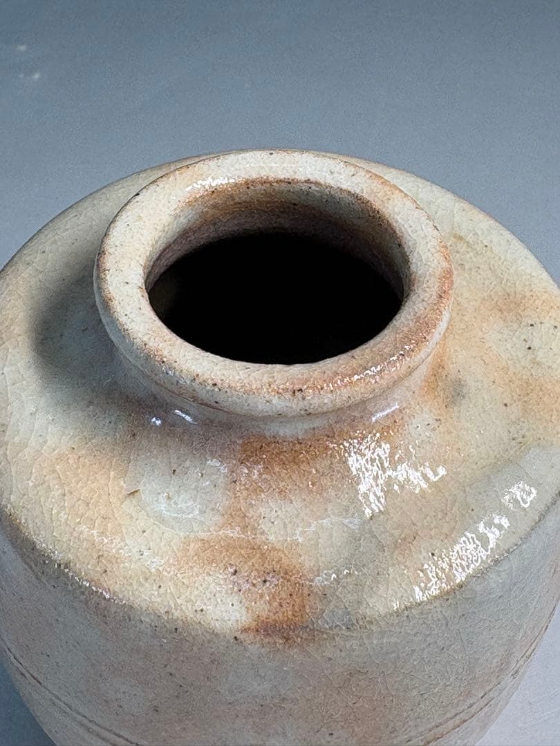 【中古品】茶道具　中村龍和造　萩茶入（共箱）