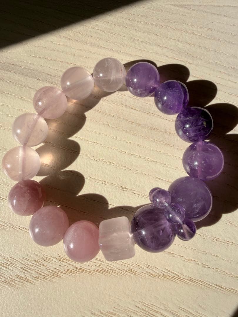 アメジスト・ローズクォーツ ブレスレット
