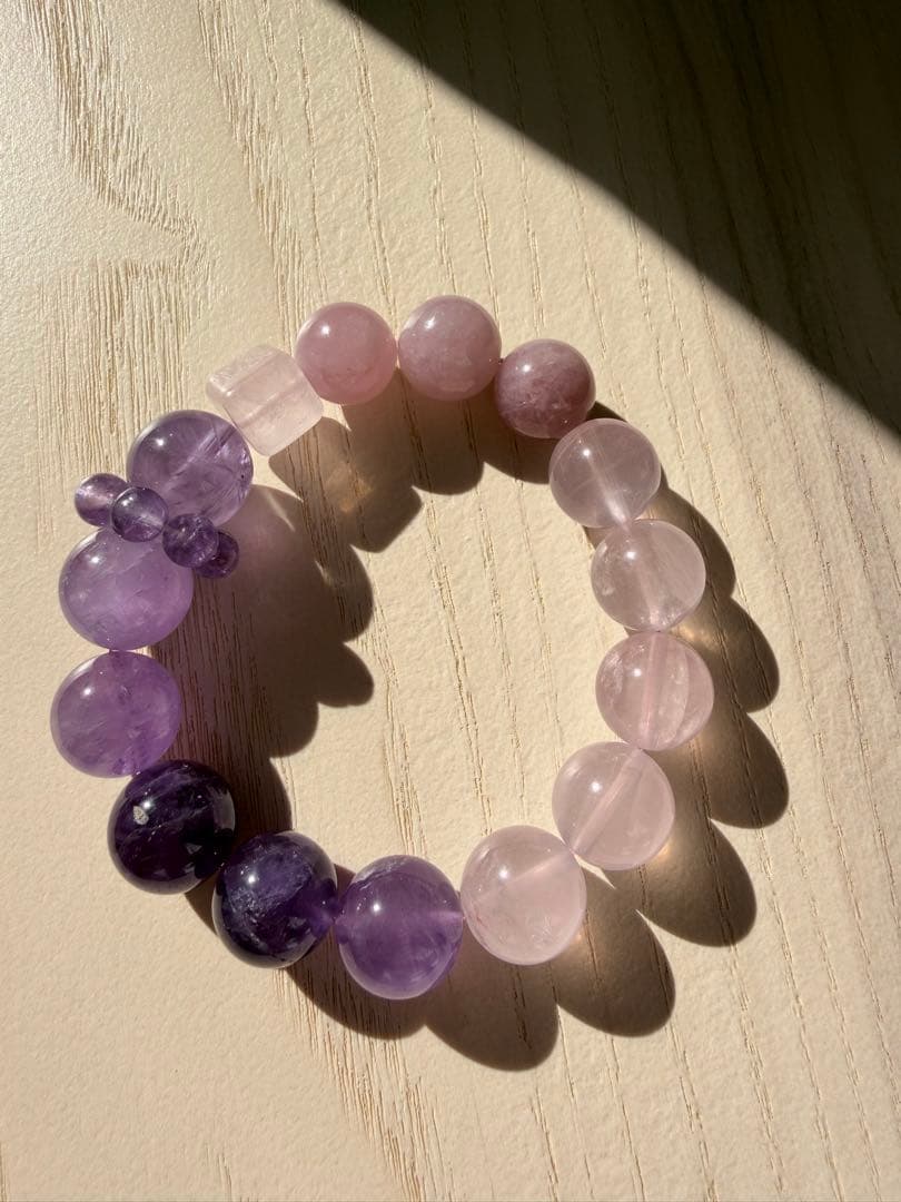 アメジスト・ローズクォーツ ブレスレット