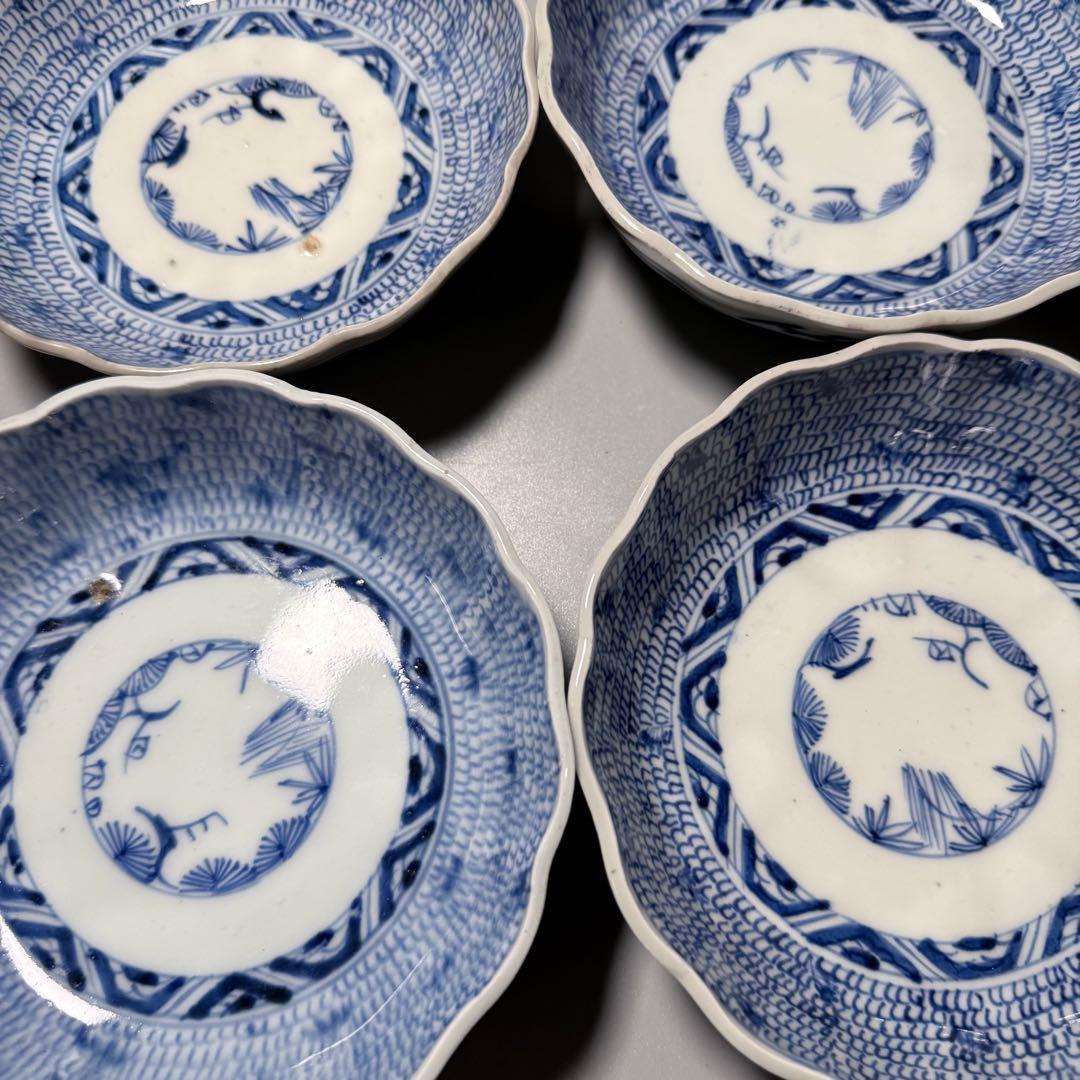 古伊万里　微塵唐草膾皿　九客　成化年製　裏蔓唐草文　古陶を楽しむ　料理屋