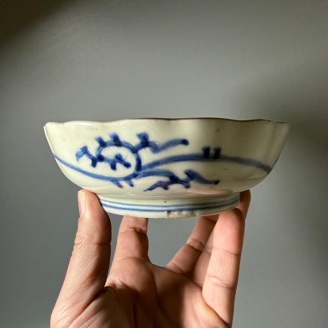古伊万里　微塵唐草膾皿　九客　成化年製　裏蔓唐草文　古陶を楽しむ　料理屋