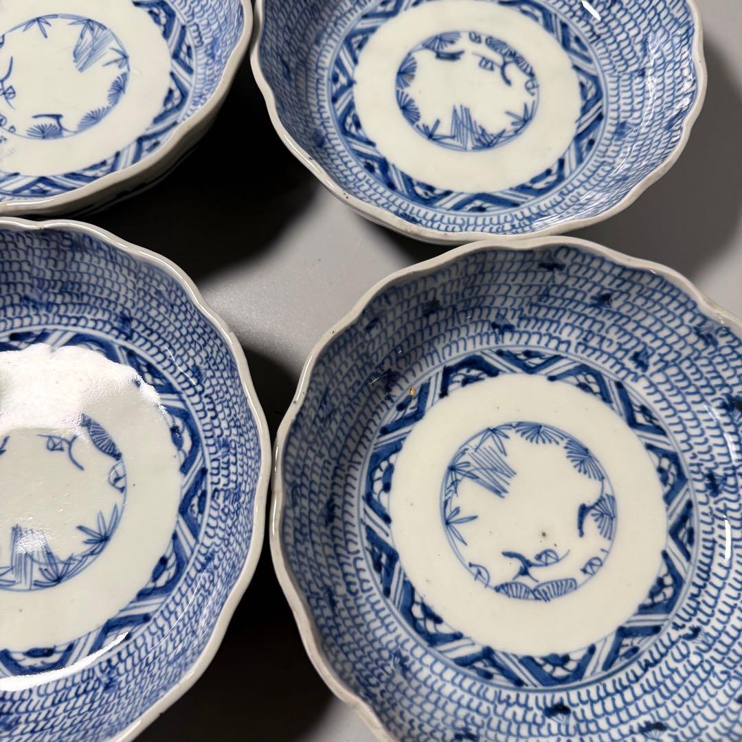 古伊万里　微塵唐草膾皿　九客　成化年製　裏蔓唐草文　古陶を楽しむ　料理屋