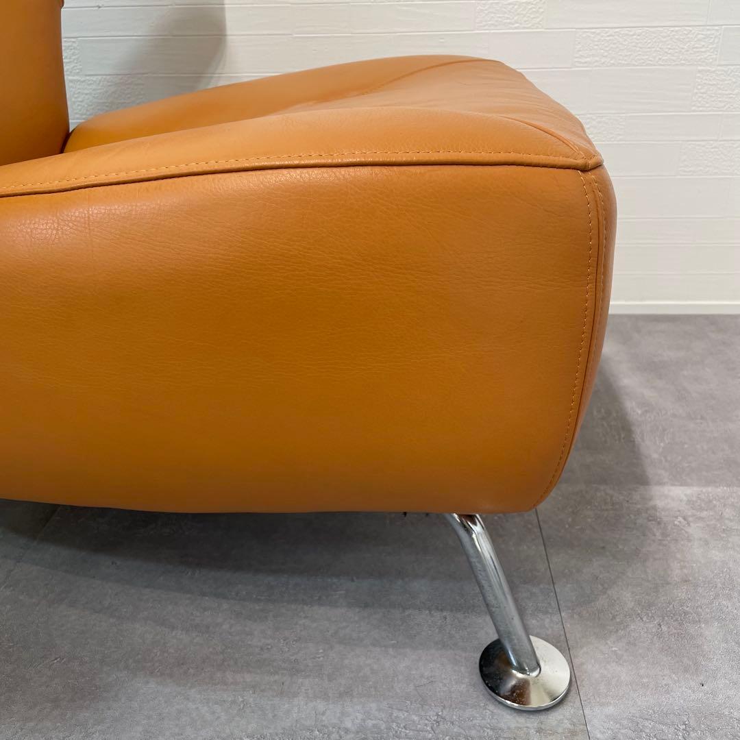 送料込　IDC OTSUKA ドミシール 総革張　アームチェア レザー　オレンジ