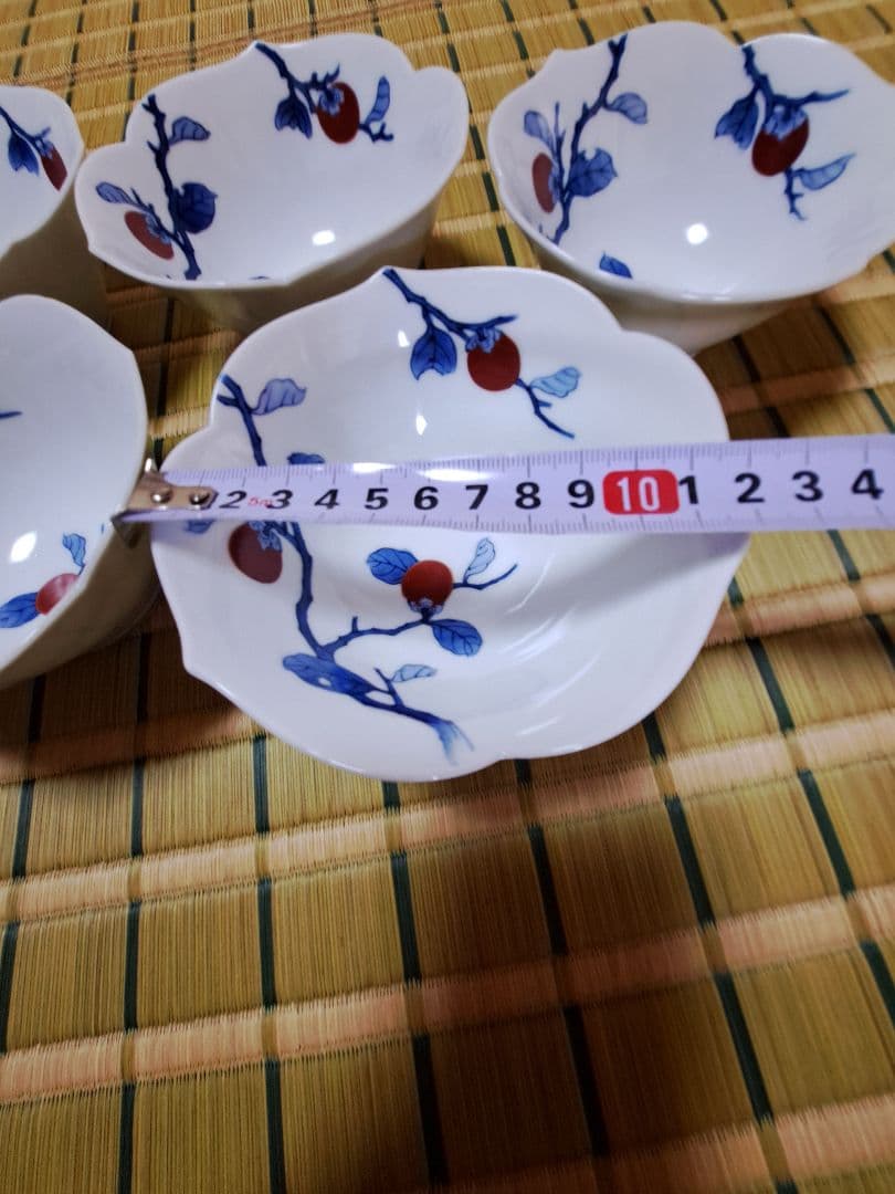 十二代酒井田柿右衛門　染錦　柿画鉢5枚　SAKAIDA Kakiemon XI