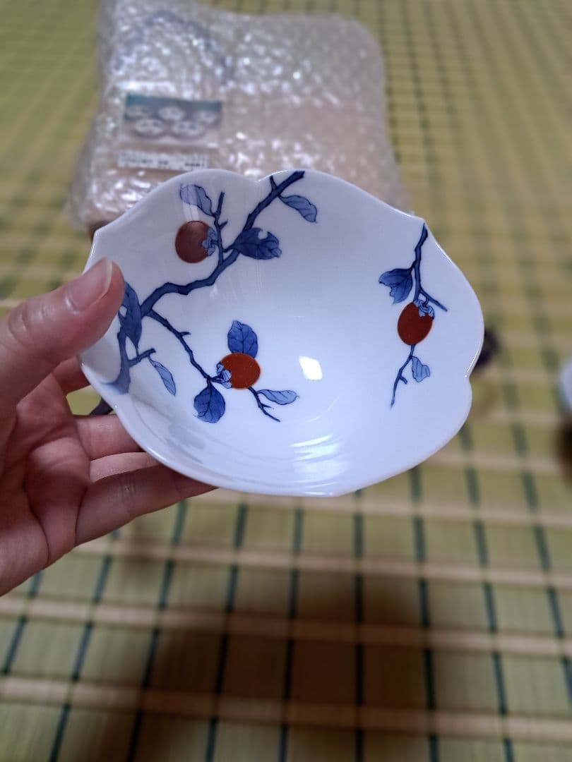十二代酒井田柿右衛門　染錦　柿画鉢5枚　SAKAIDA Kakiemon XI