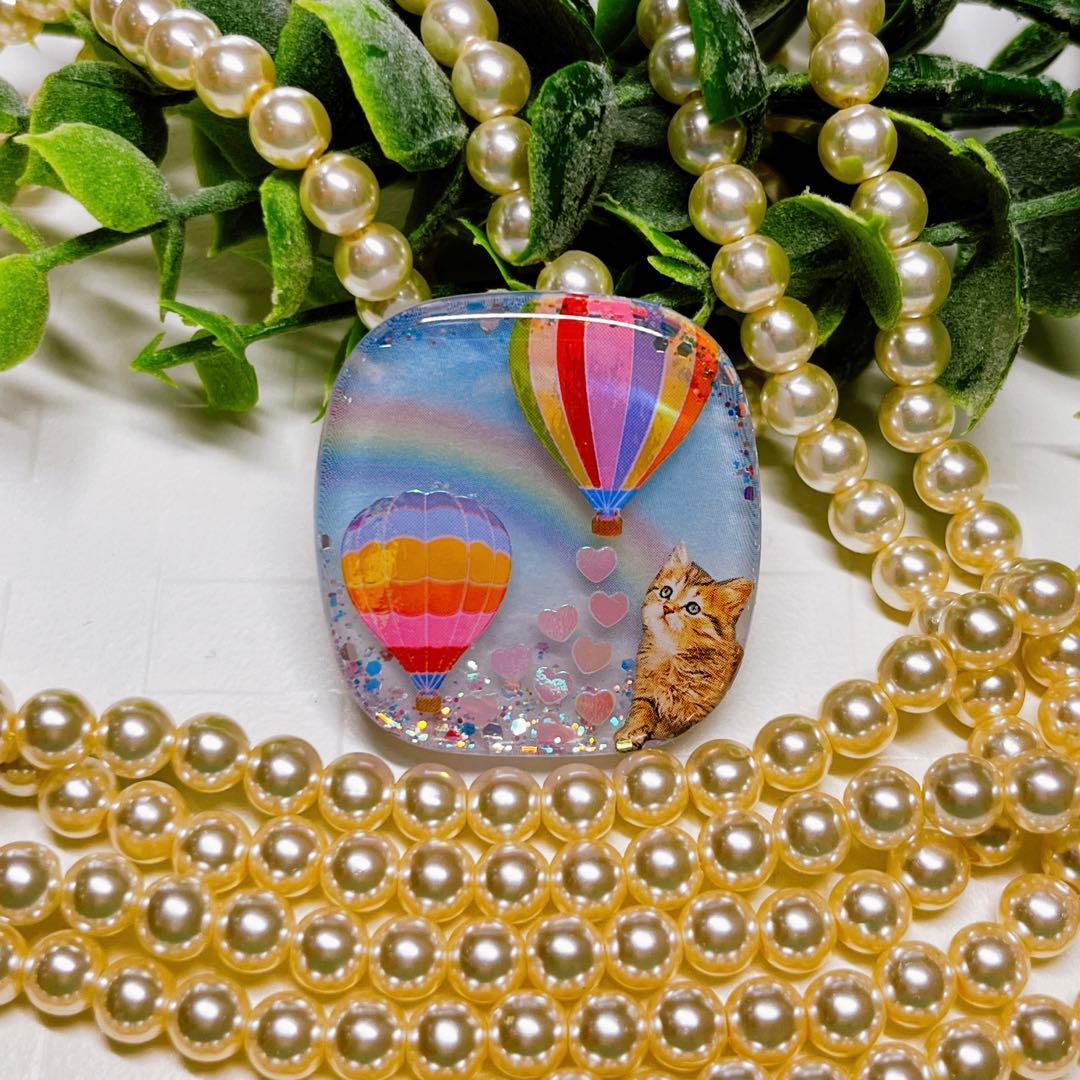 akkokun様お取置きです。レジンヘアゴム 虹の青空と気球 猫No.957