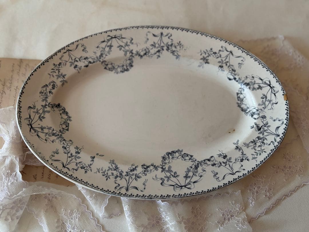 【金継ぎ済】サルグミンヌ　MOZART モーツァルト　オーバル皿　アンティーク皿