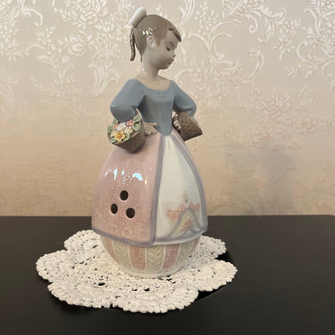 リヤドロ 少女と花籠　アロマポット　キャンドルライト