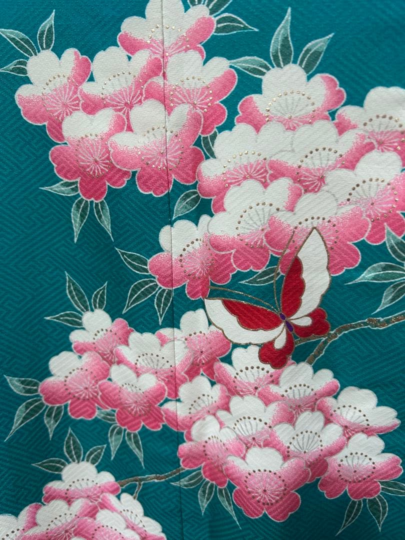 鮮やかなグリーン♡七五三　7歳　女の子　フルセット　一式　青緑　白