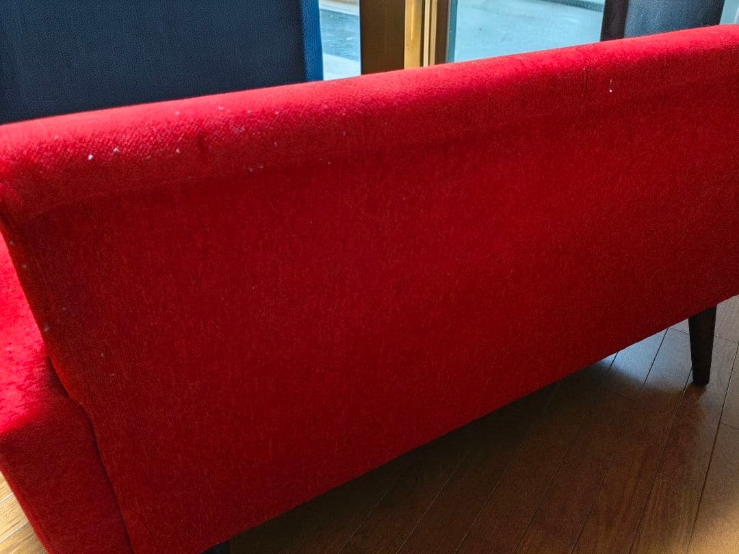 赤セミオーダー　2人掛けソファ(ファブリック)　座面幅　約120cm　オマケつき