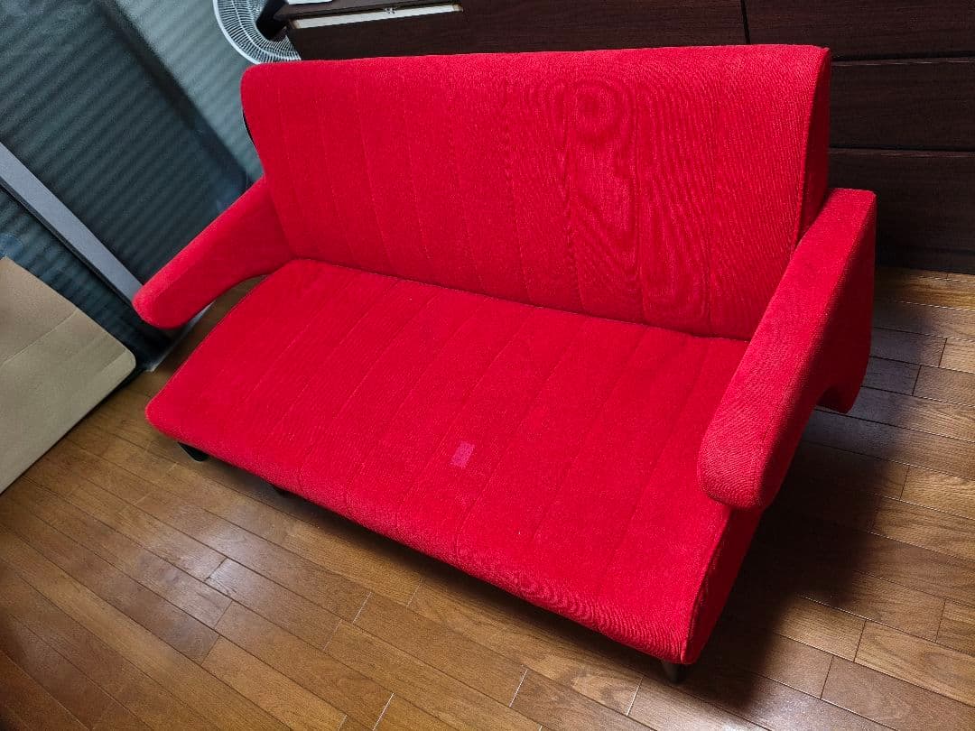 赤セミオーダー　2人掛けソファ(ファブリック)　座面幅　約120cm　オマケつき