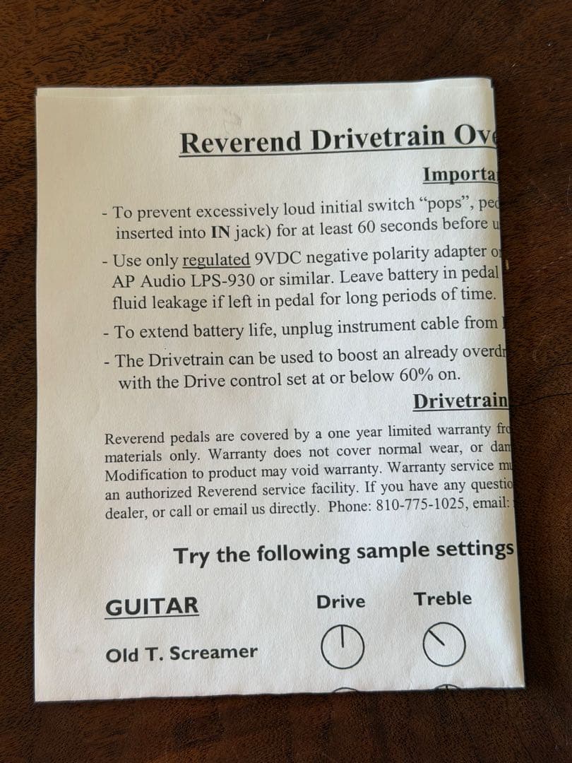 ギター Reverend Drivetrain Overdrive