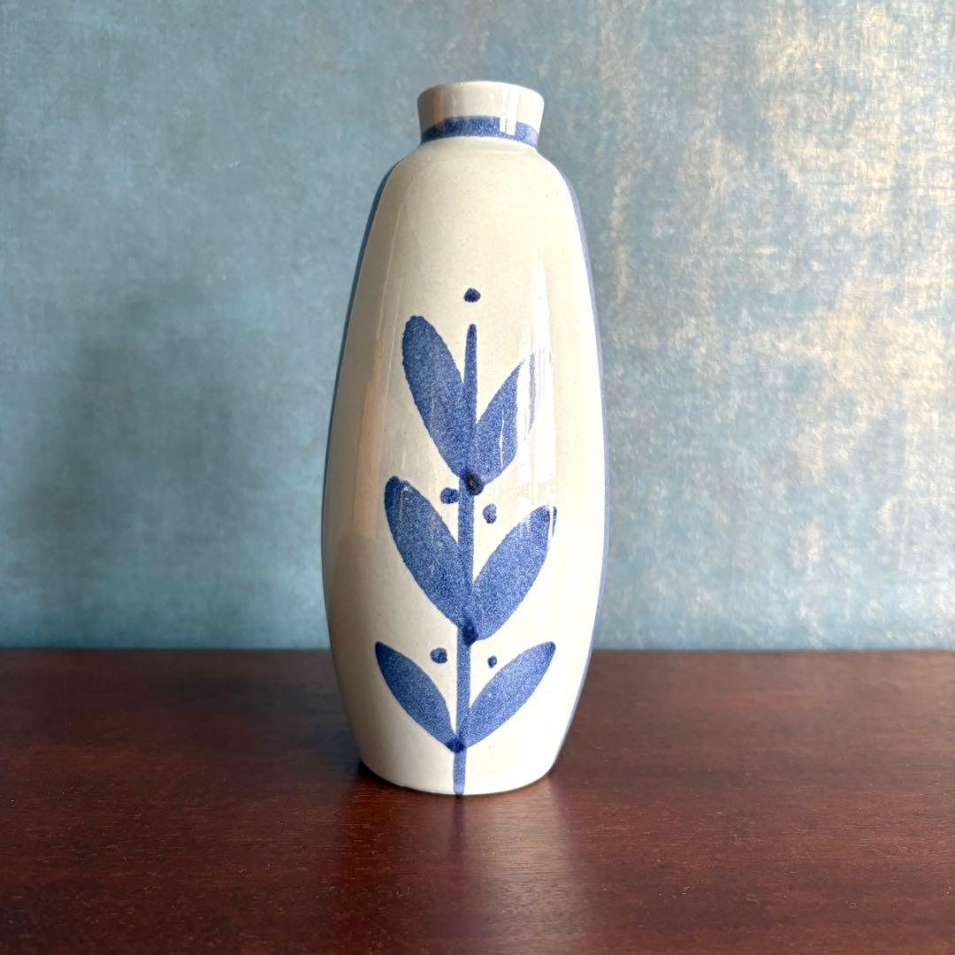 fat lava 東ドイツ Strehla 花器 ブルーグラス柄【S2】