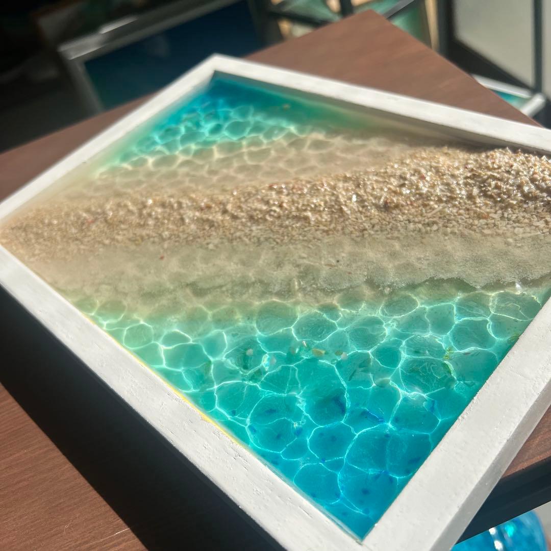 【レジンアート】波紋アート／幻の島／A４パネル／壁掛け可能