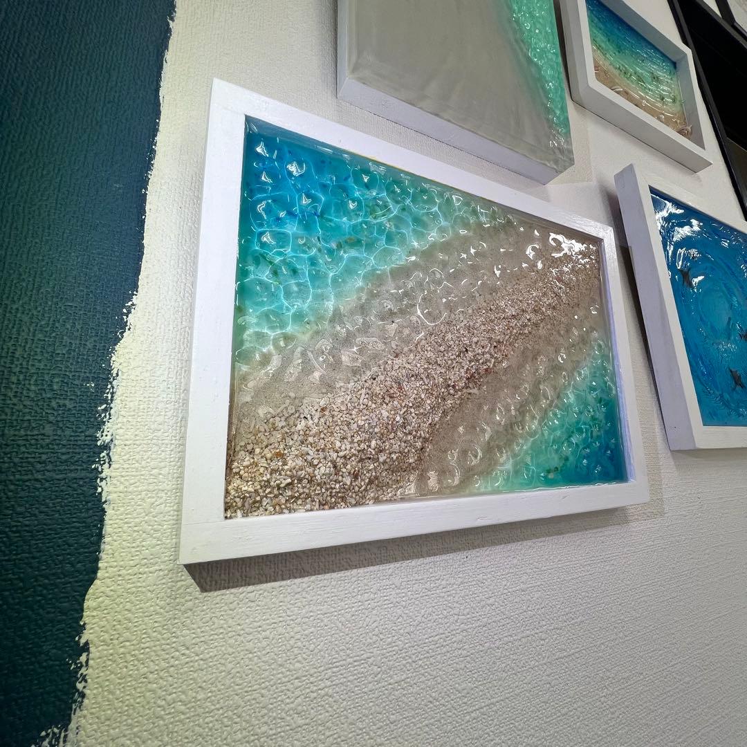 【レジンアート】波紋アート／幻の島／A４パネル／壁掛け可能