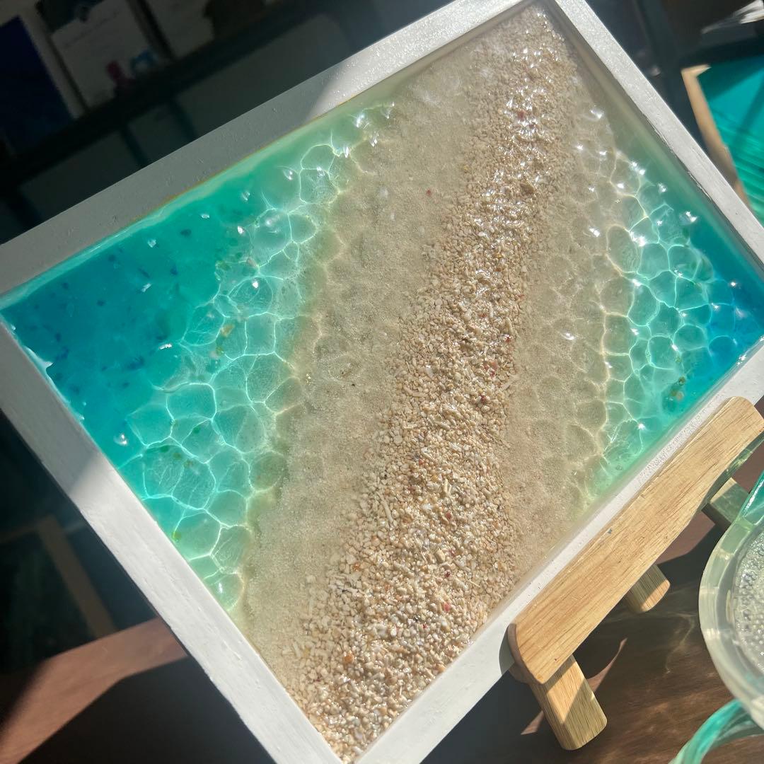 【レジンアート】波紋アート／幻の島／A４パネル／壁掛け可能