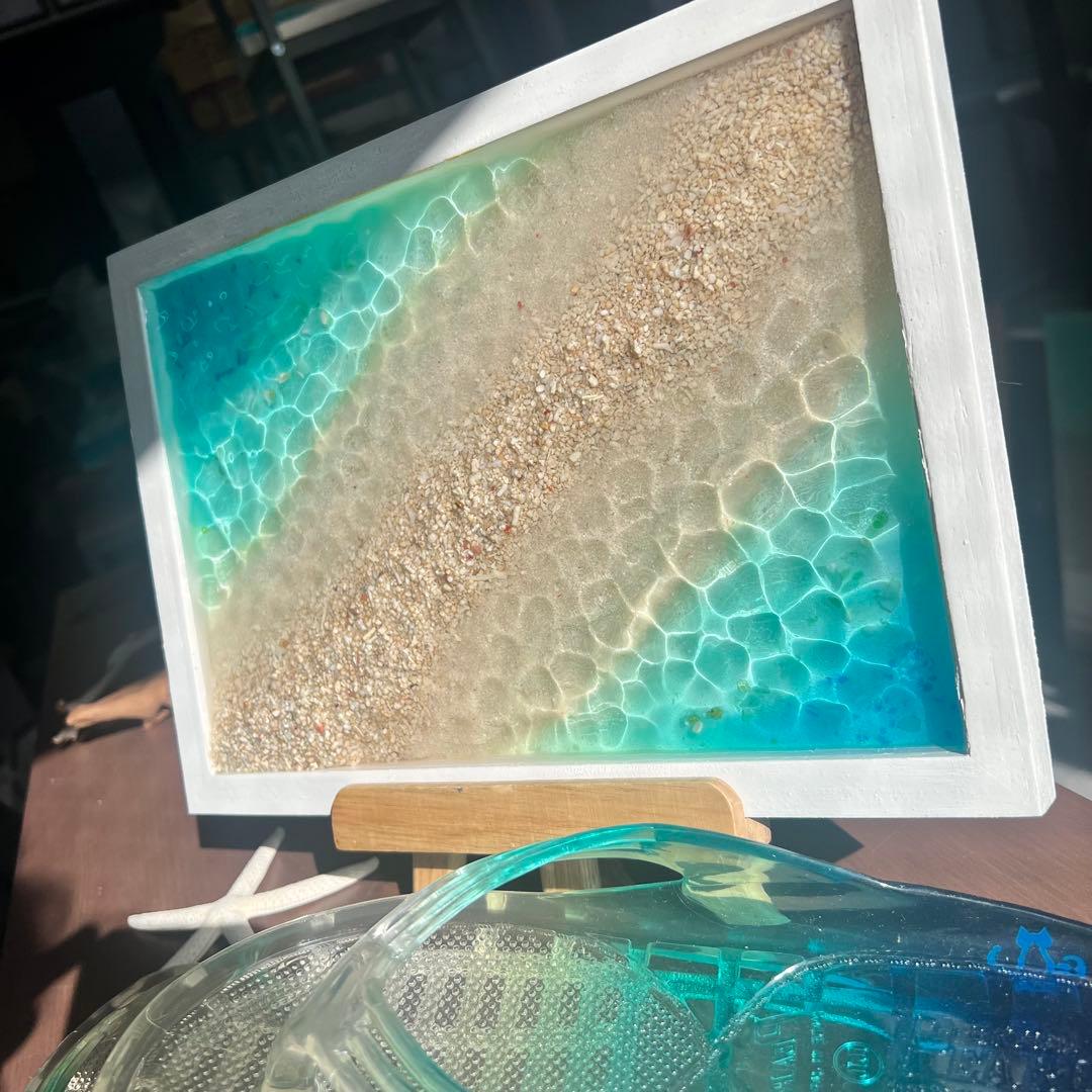 【レジンアート】波紋アート／幻の島／A４パネル／壁掛け可能