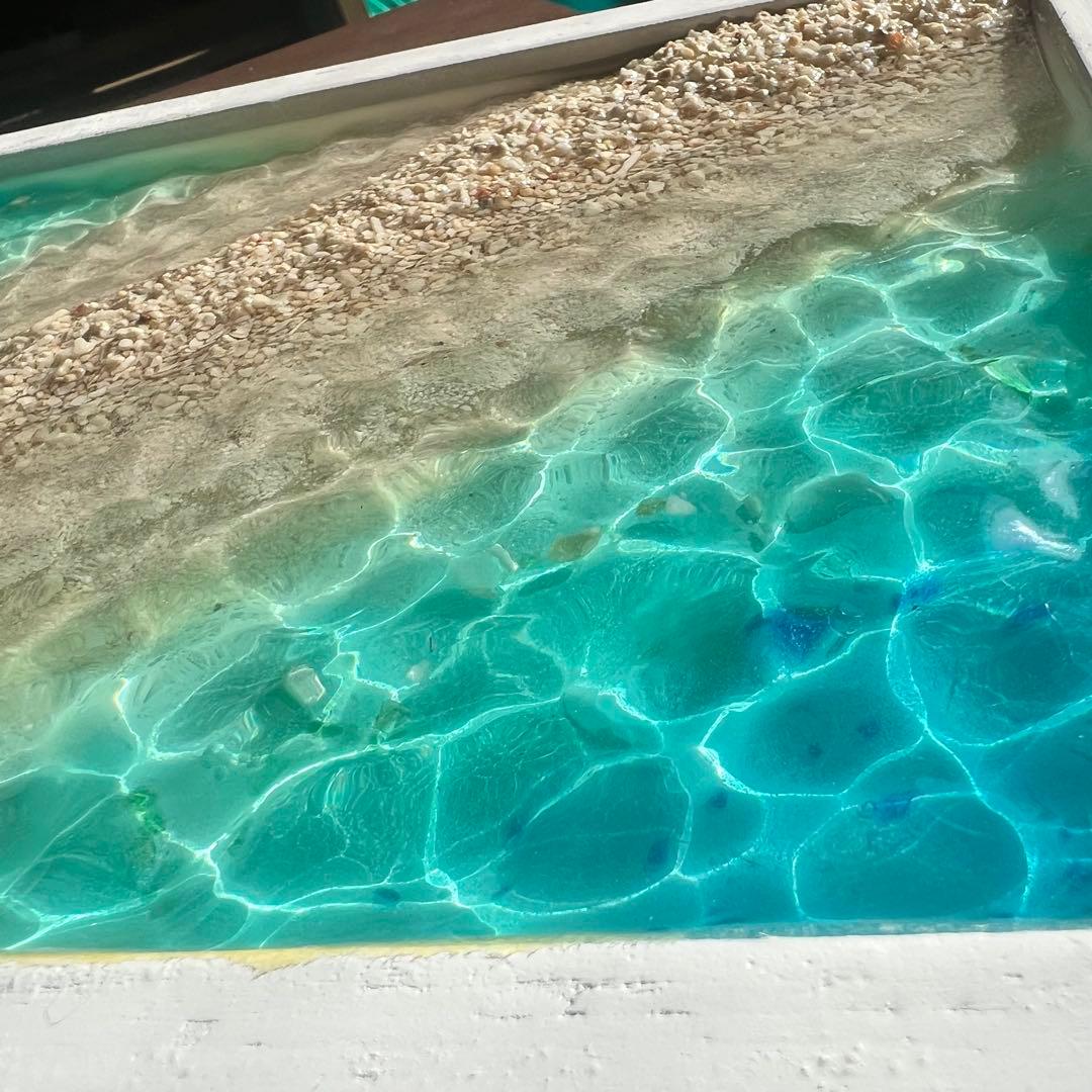 【レジンアート】波紋アート／幻の島／A４パネル／壁掛け可能