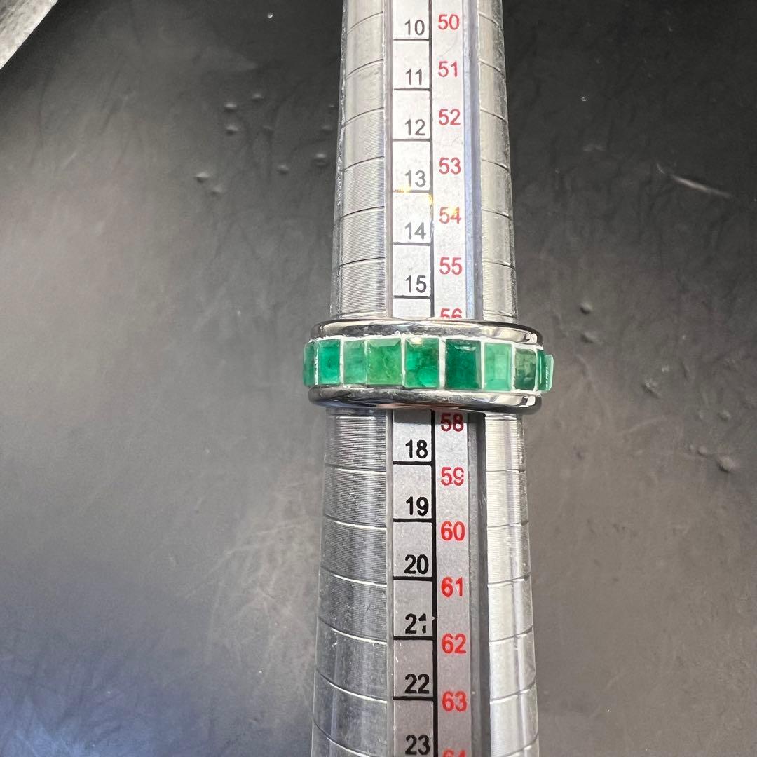 天然石　エメラルド　フルエタニティ　アレルギー対応　ステンレス　リング