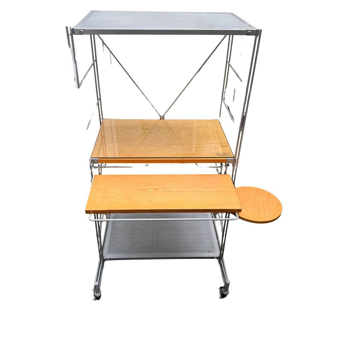 送料無料！無印良品 スチールユニットシェルフ キャスター付きパソコンデスク