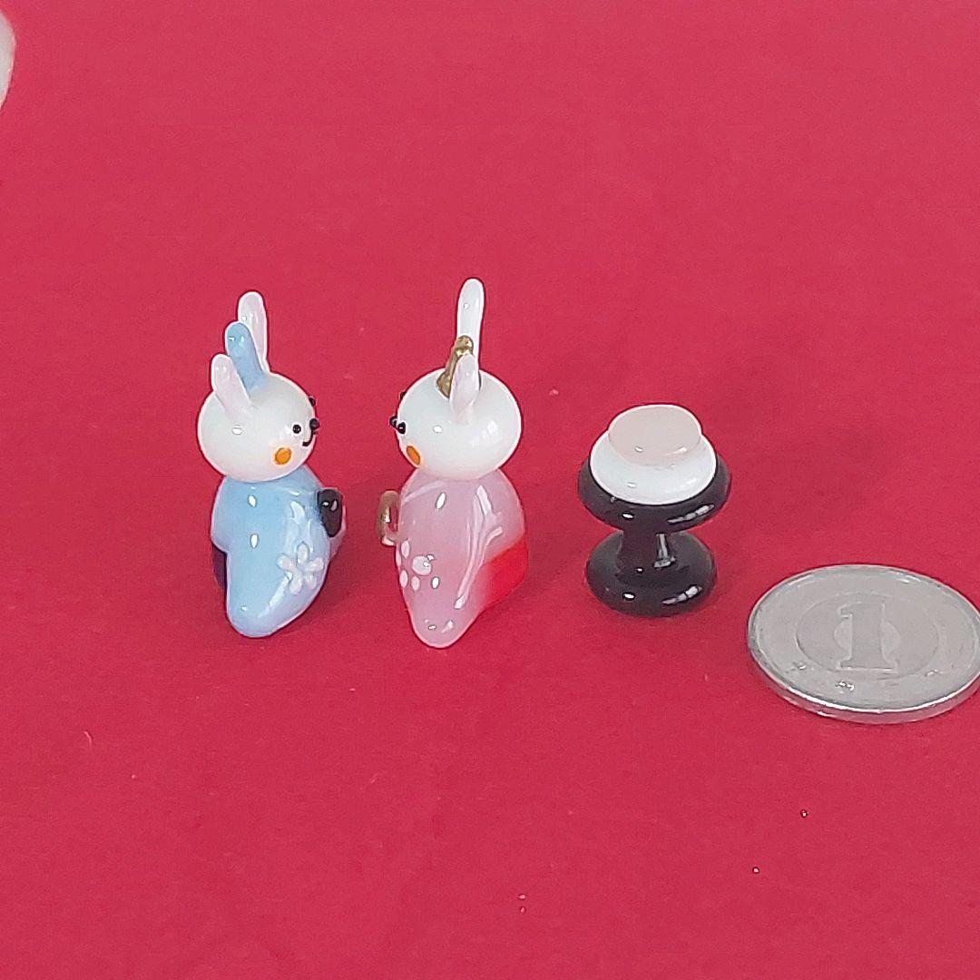 ガラス細工 うさぎのお雛さま