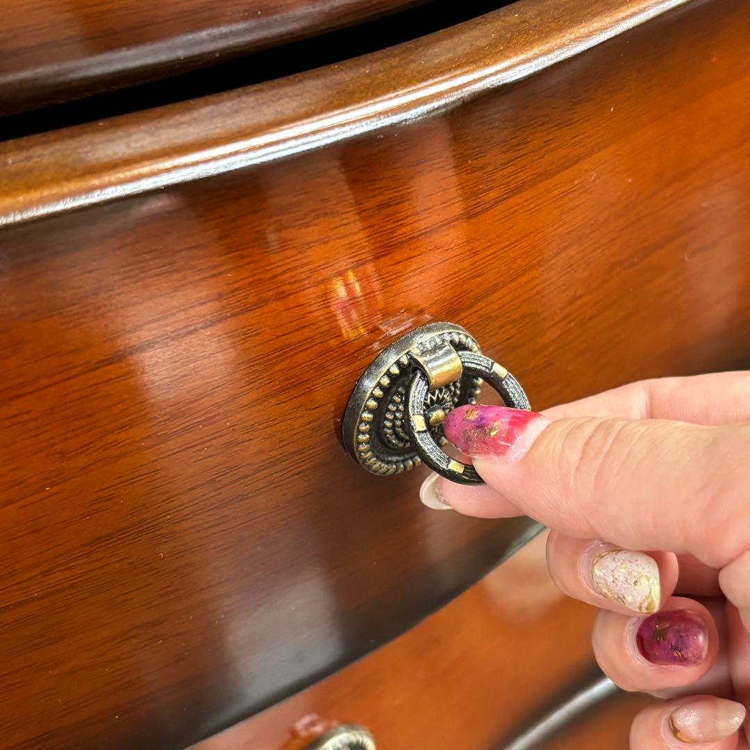 マホガニーアンティーク調 7段チェスト 収納 スリム 省スペース 開梱設置付き便