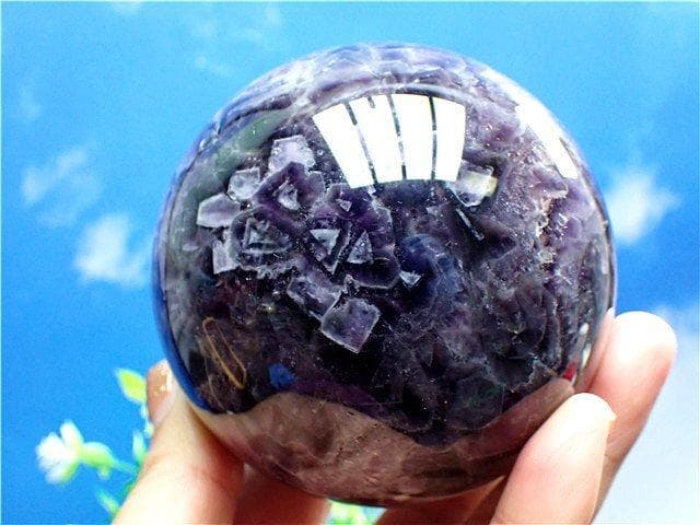 天然～愛の守護石～夢幻紫水晶アメジスト丸玉B89G1/167G04D
