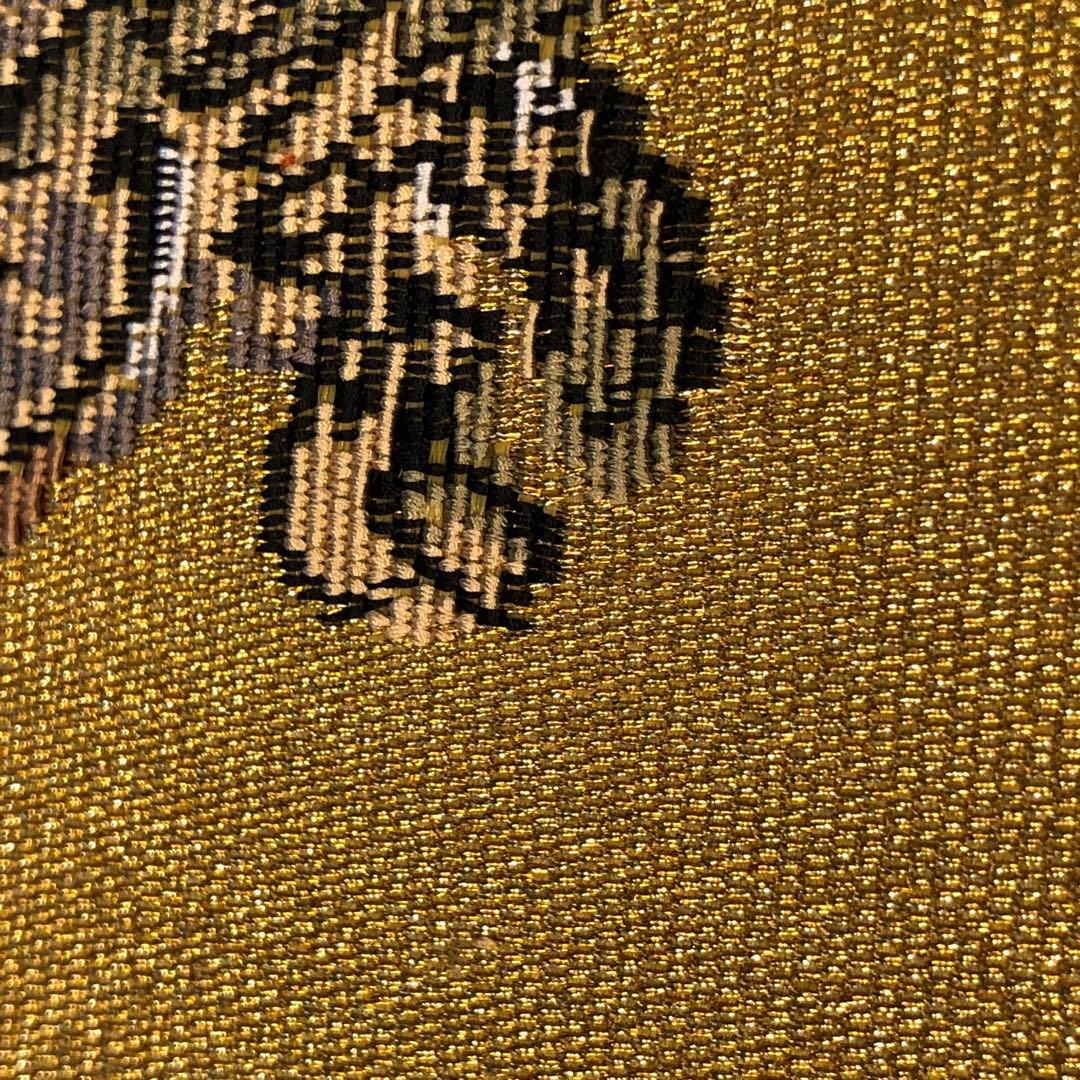 西陣綴織色紙 巳 忍び駒 織物 色紙 額付き