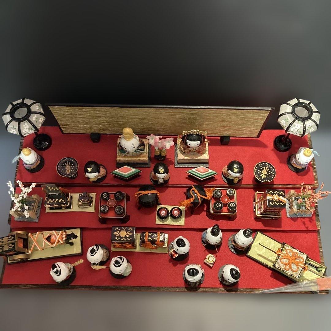 雛人形　gogovirmon　木目込み豆雛　三段飾り