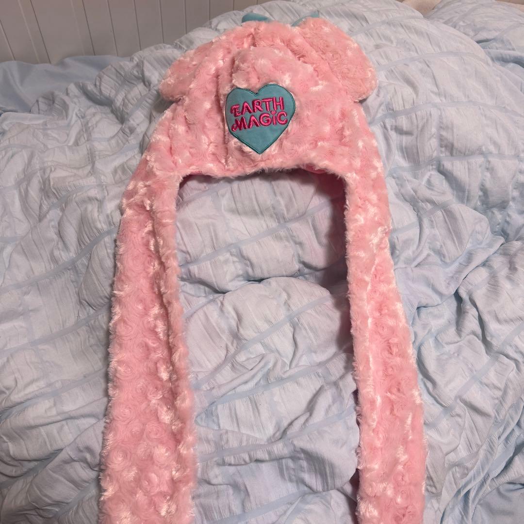 ディズニー　マフラーキャップ　ファンキャップ　ピンク