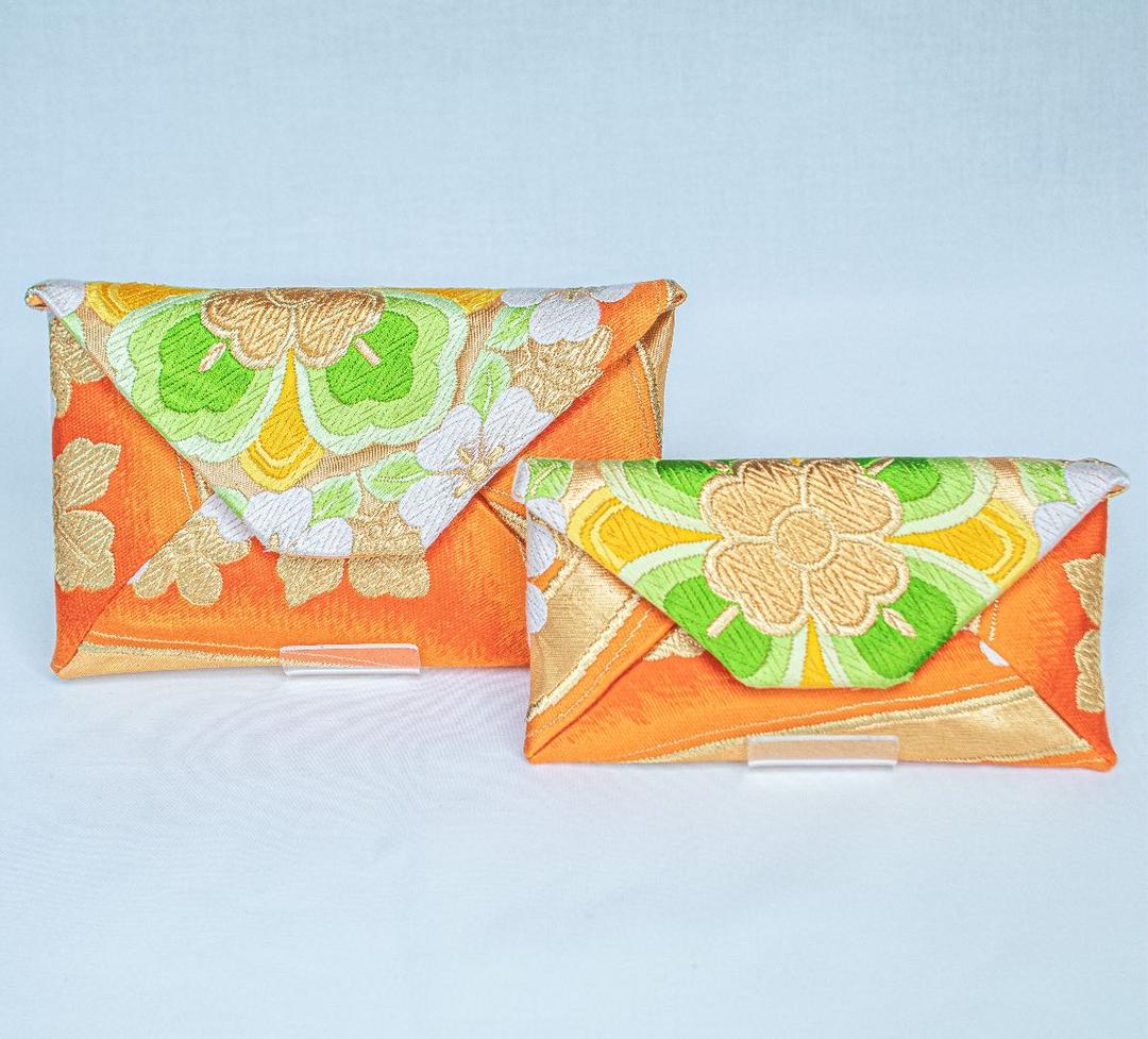 袋帯リメイク ★ 御朱印帳入れ <オレンジ>