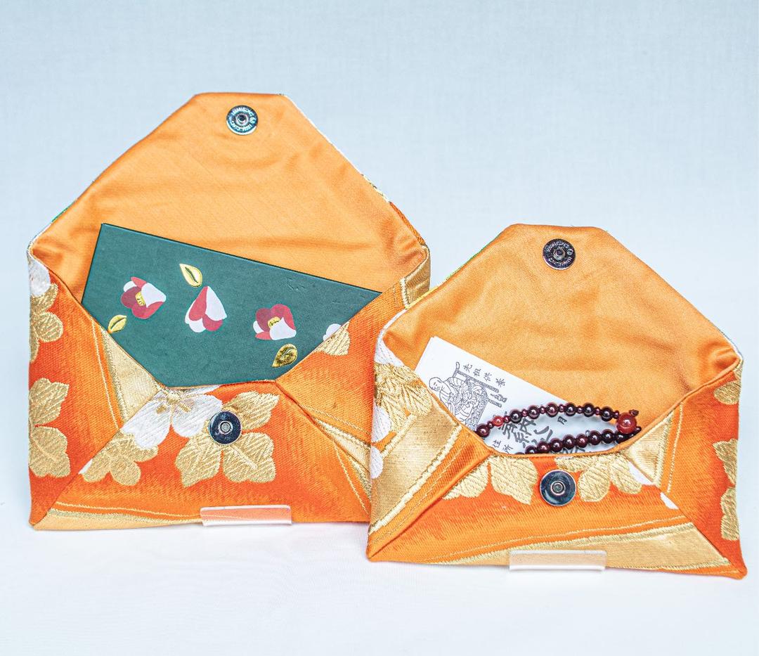 袋帯リメイク ★ 御朱印帳入れ <オレンジ>