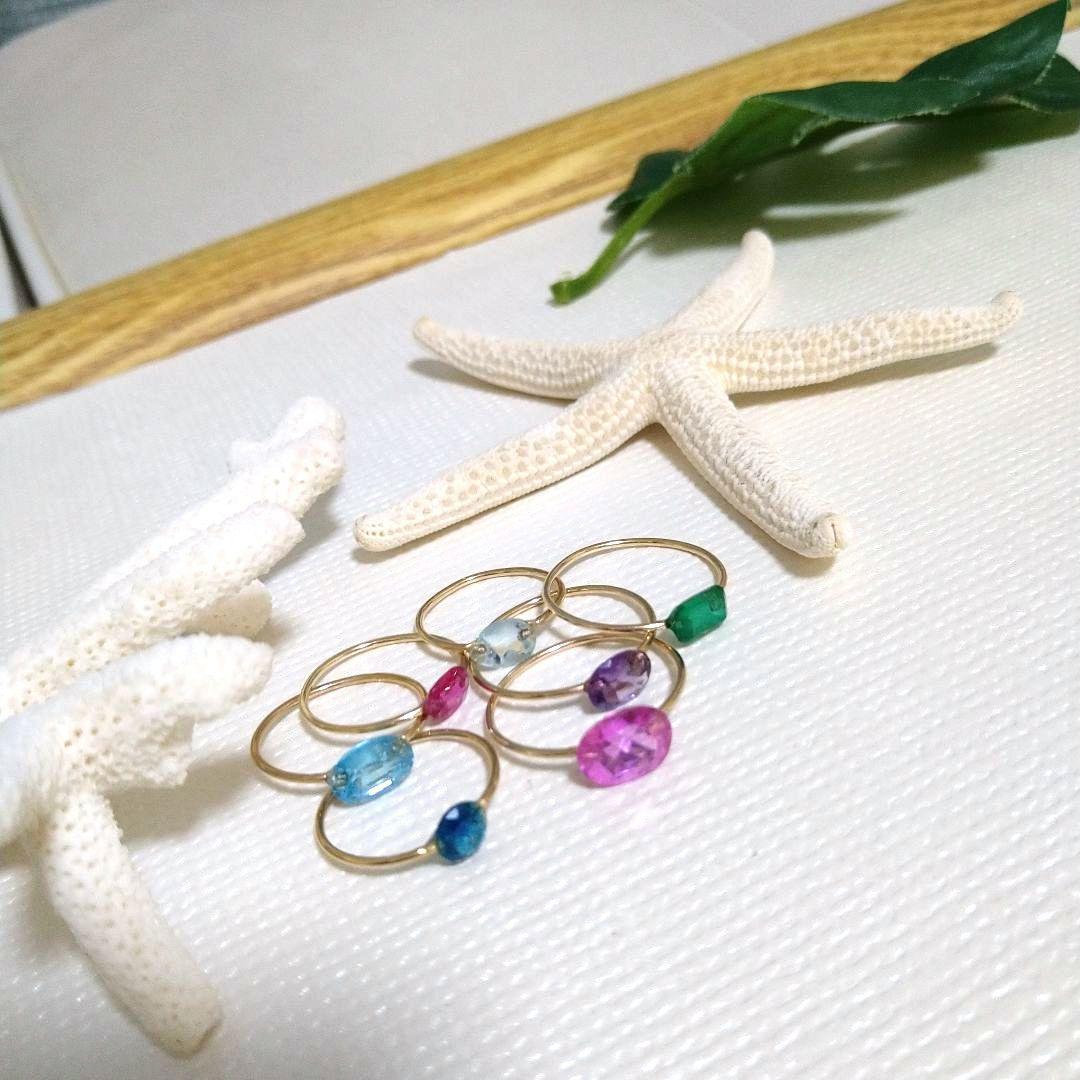 14kgf。天然石、合成石、キャンディーリング。纏め売り７点。新品未使用。