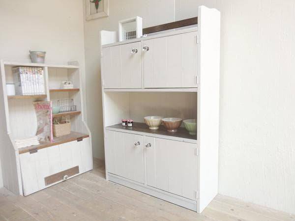 サイズデザインオーダー可！4扉セパレートキャビネ●シャビーエスプレッソ●受注製作