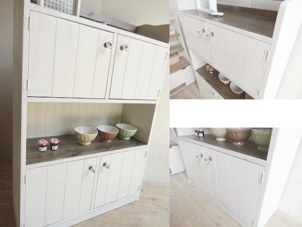 サイズデザインオーダー可！4扉セパレートキャビネ●シャビーエスプレッソ●受注製作