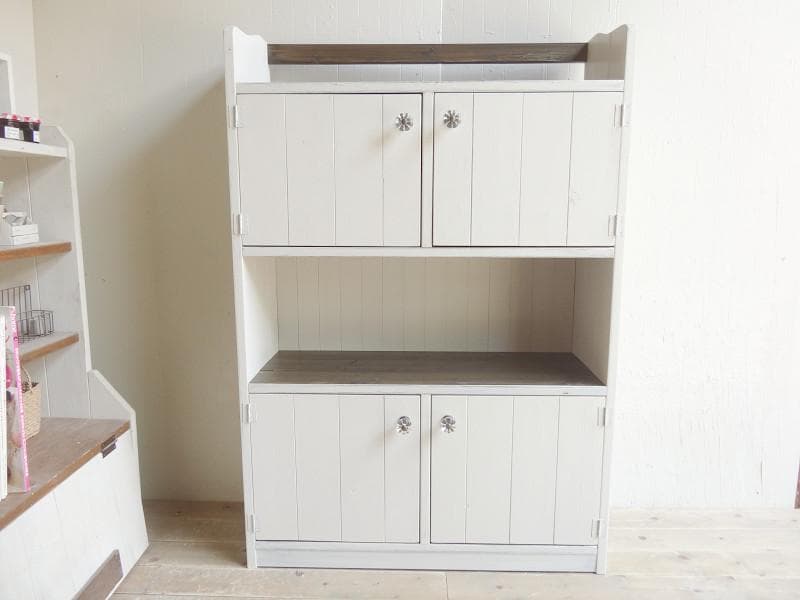 サイズデザインオーダー可！4扉セパレートキャビネ●シャビーエスプレッソ●受注製作