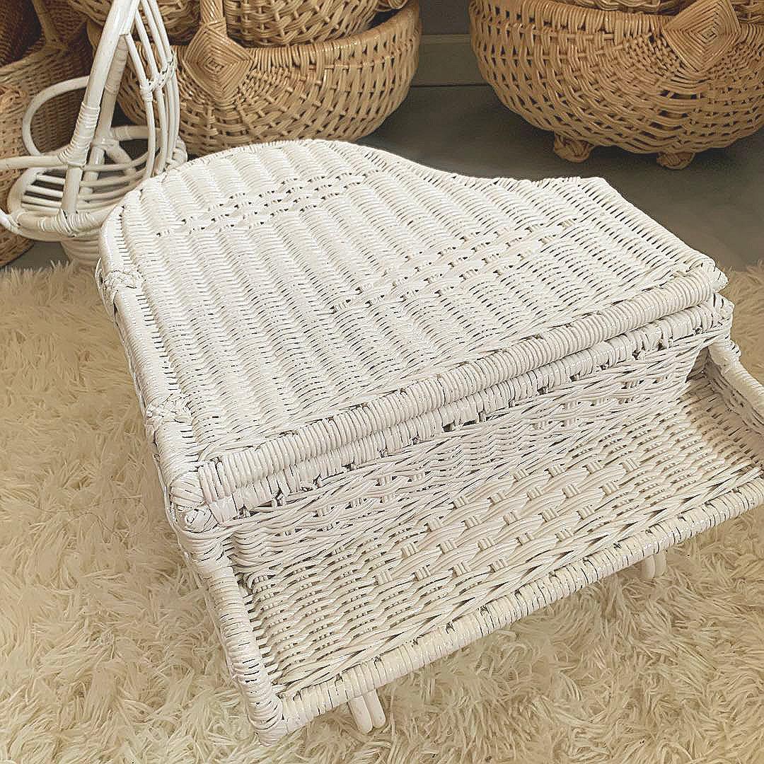 グランドピアノ風 小物入れ 籘カゴ ラタン バスケット