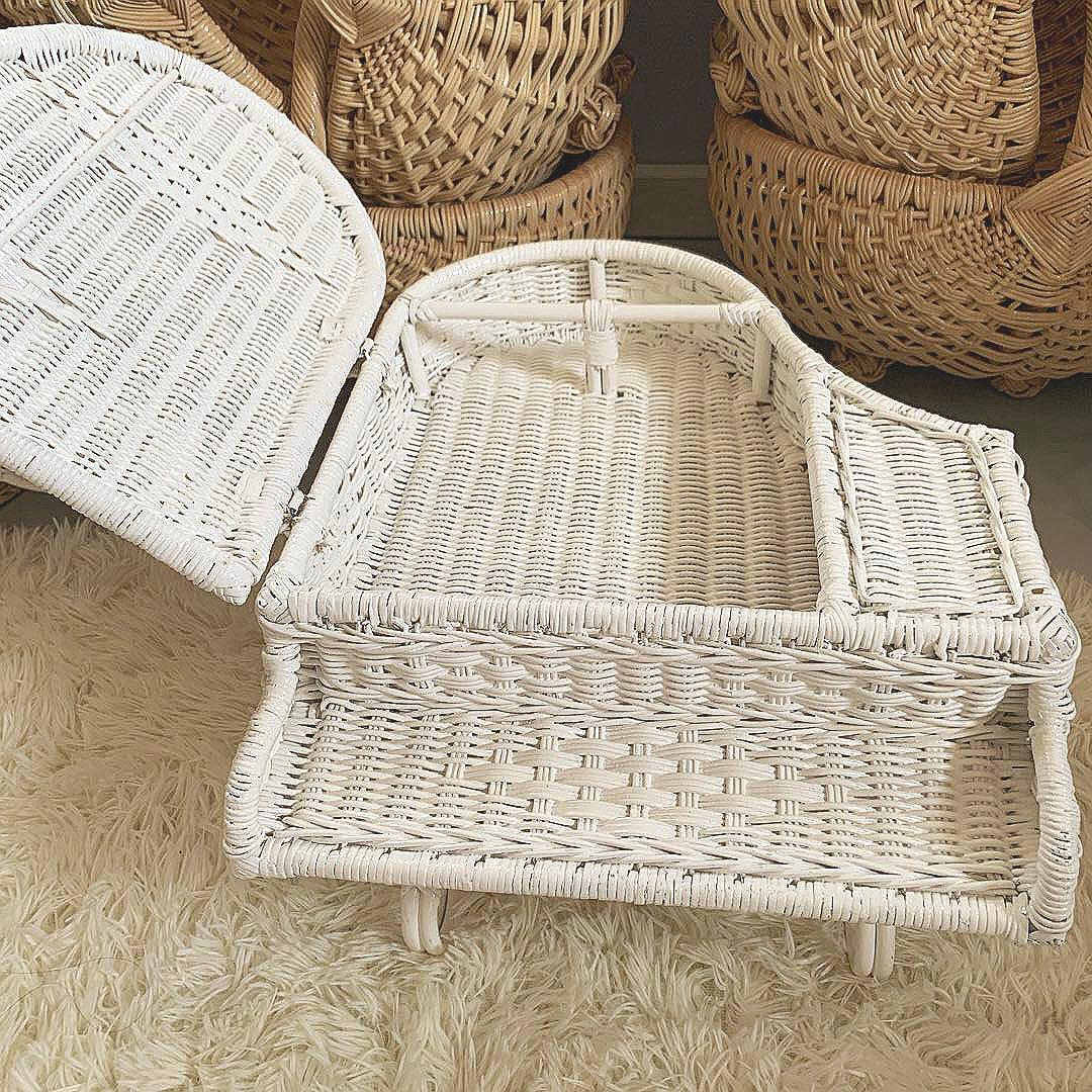 グランドピアノ風 小物入れ 籘カゴ ラタン バスケット