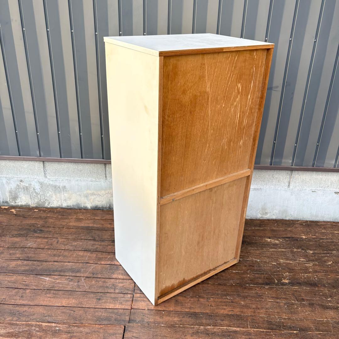 昭和レトロ レトロポップ 木製チェスト 丸型取っ手金具 6段 オリーブグリーン