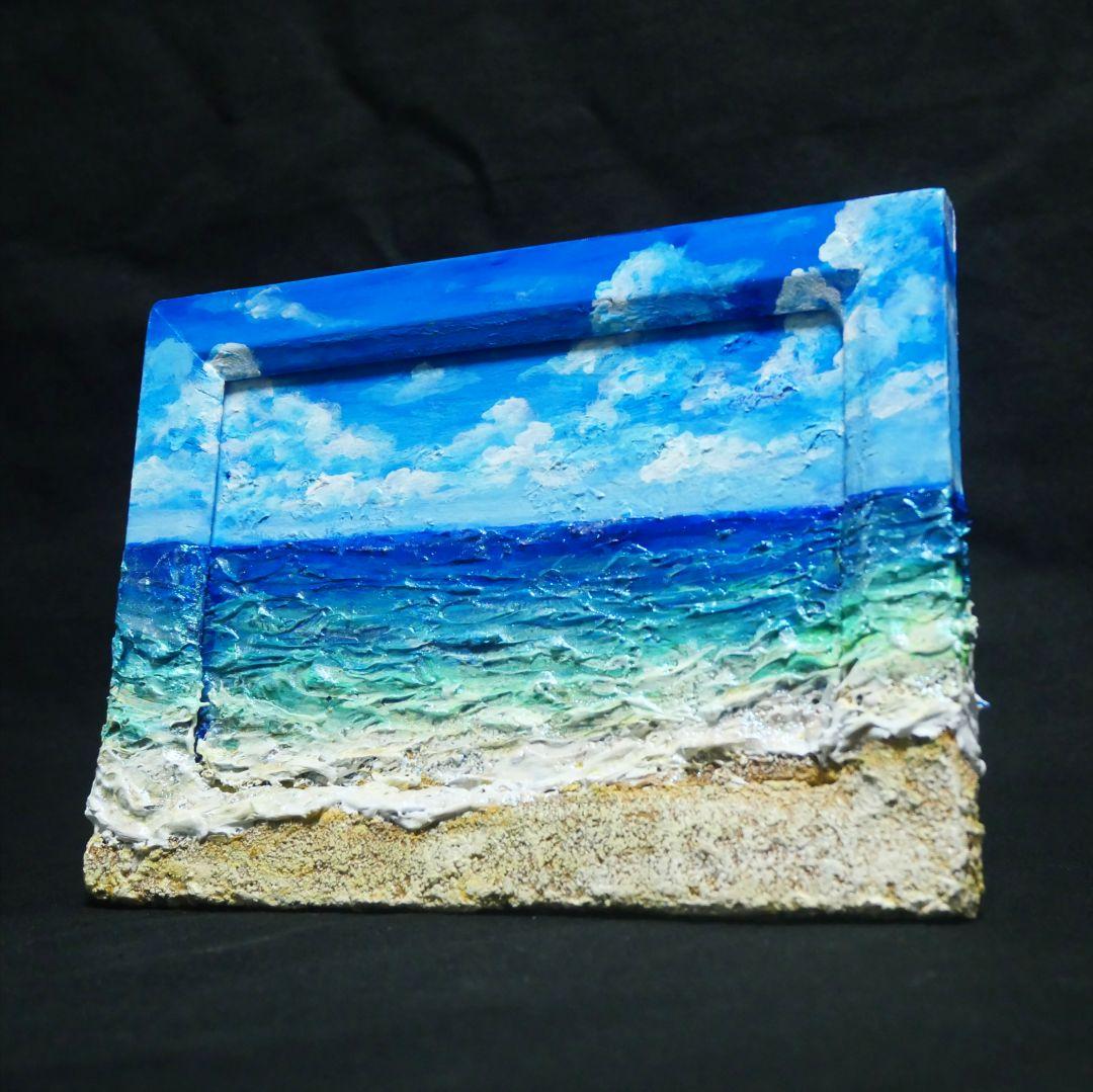 油絵 油彩 油彩画 絵 絵画 【夏の海】ミニ絵画