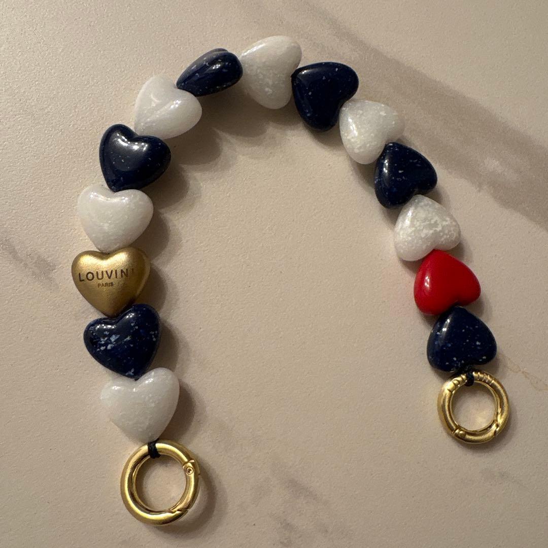 LOUVINI ハンドストラップ　PETIT CUORE　NAVY-WHITE