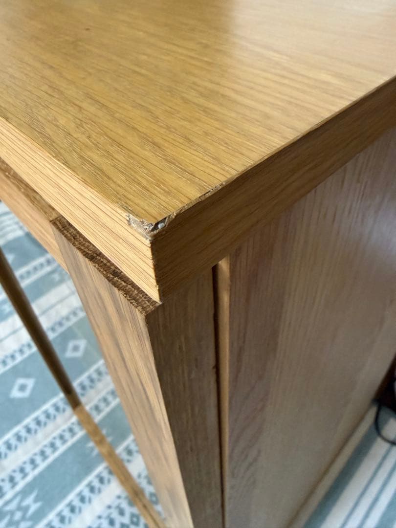 無印良品木製キャビネット　ガラス扉　オーク材突板 幅４４×奥行４４×高さ８３ｃｍ