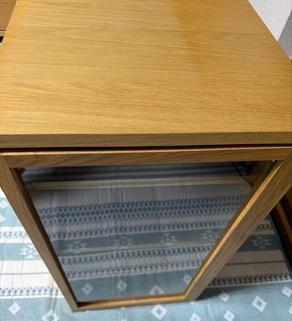 無印良品木製キャビネット　ガラス扉　オーク材突板 幅４４×奥行４４×高さ８３ｃｍ