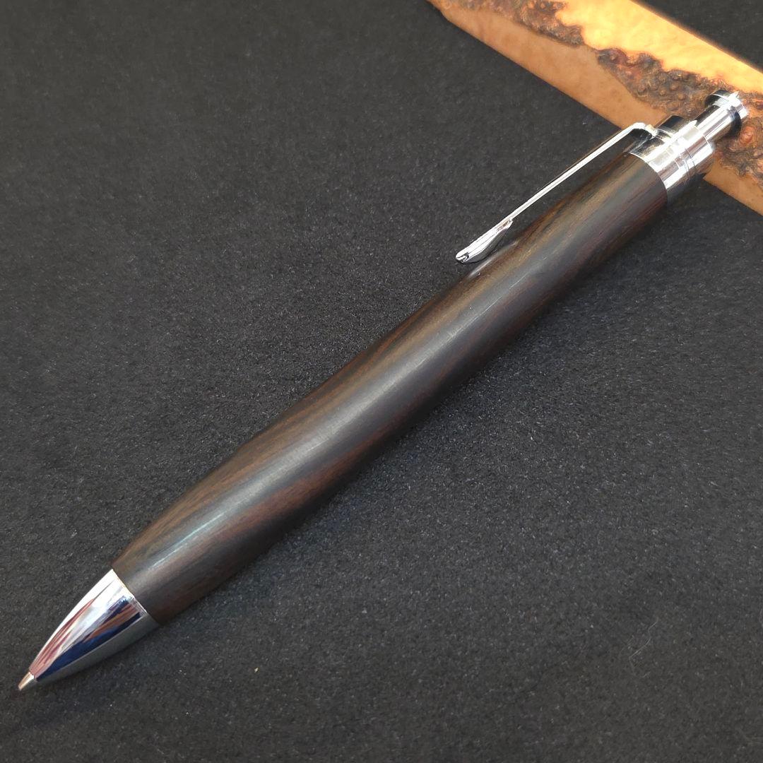 No.36ハンドメイド木軸シャーペン縞黒檀