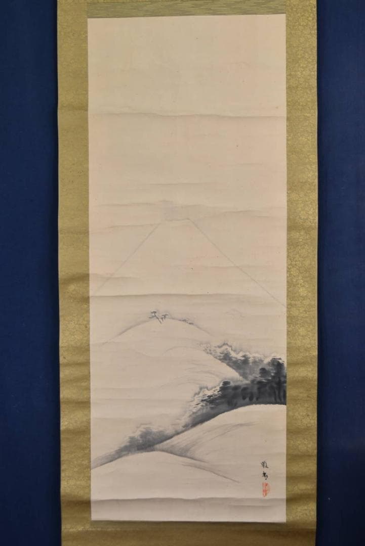 【模写】橋本雅邦/雪中富士山図/掛軸/名家伝来/AA-598