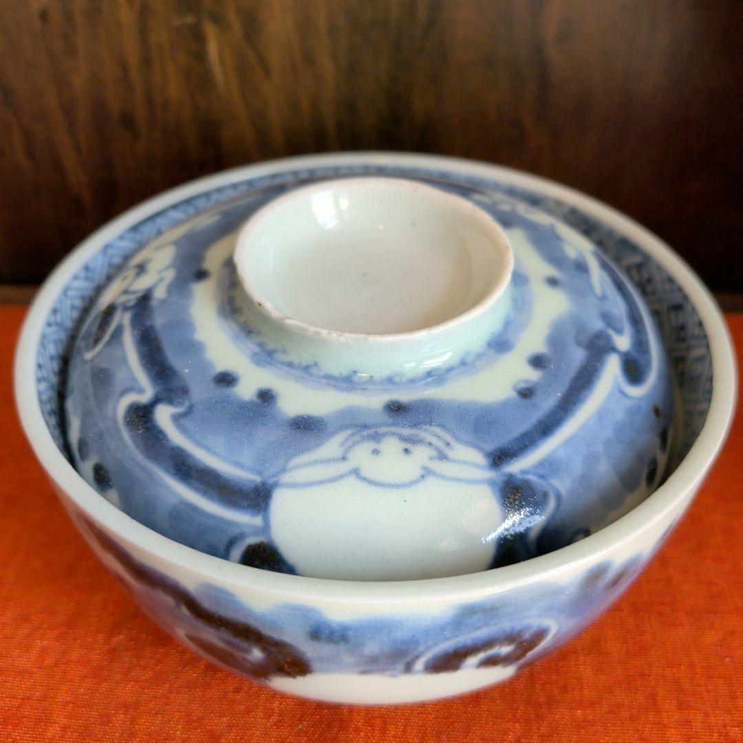 伊萬里　兎紋蓋付碗