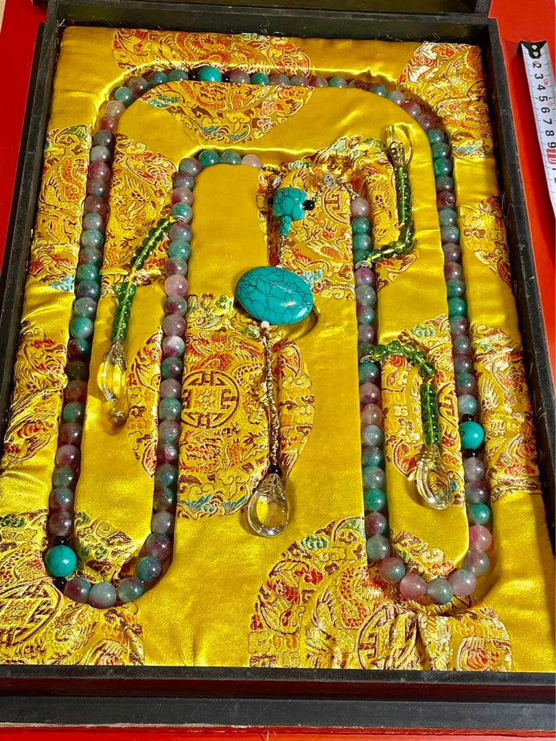 中国古美術·大清宮廷珍品旧蔵・翡翠朝珠108粒皇室専用装身具・珍品・古賞物骨董品