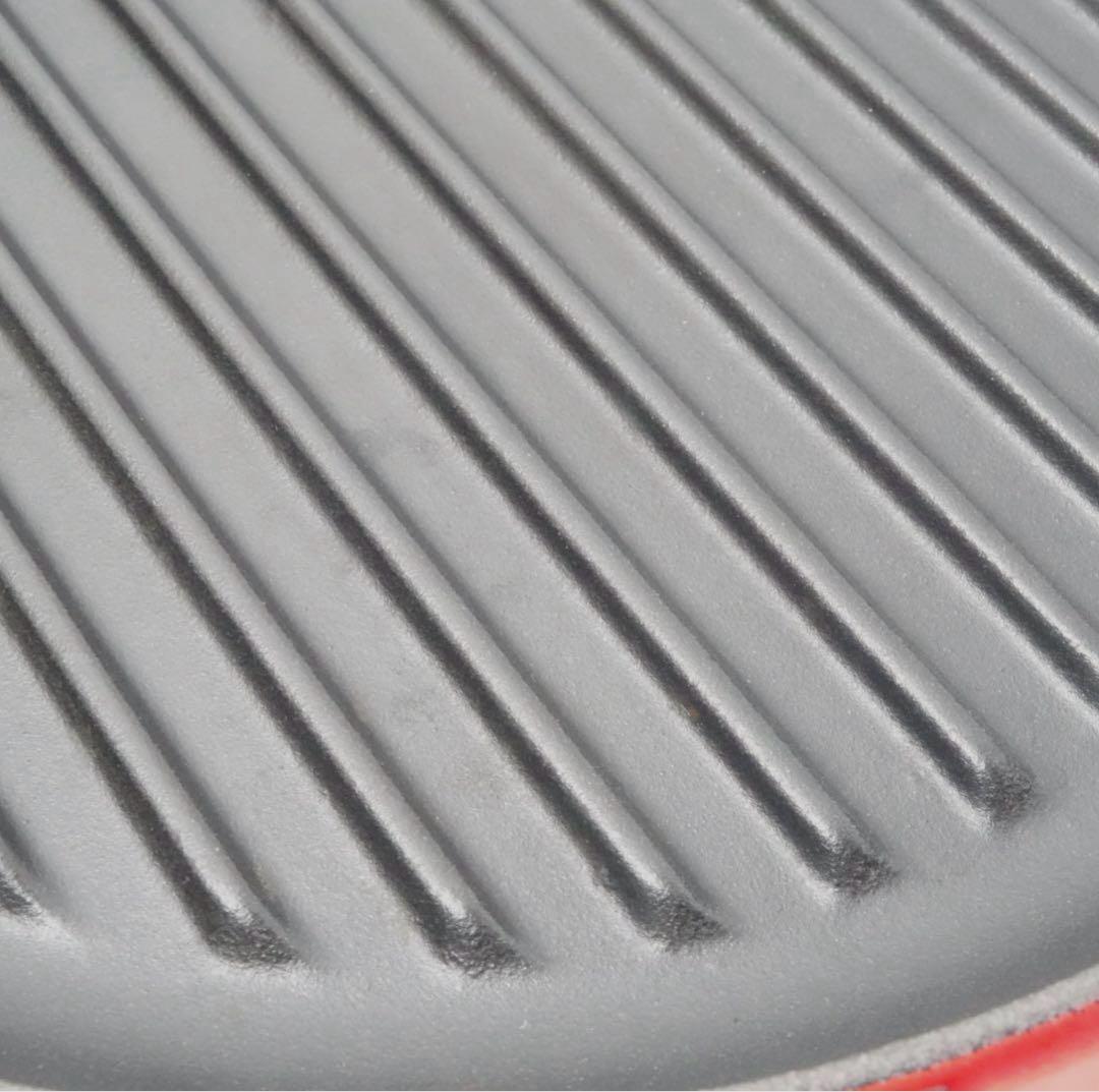 【美品】LE CREUSET　グリル ロンド チェリーレッド　26cm